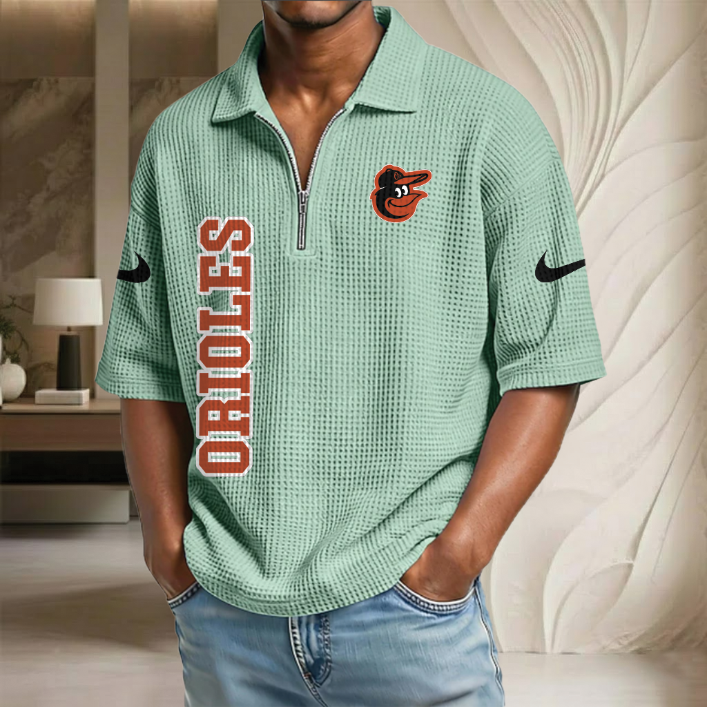 MLB x BAL Baseball Waffle Half-Zip Polo Shirt HLP HLPHUONG