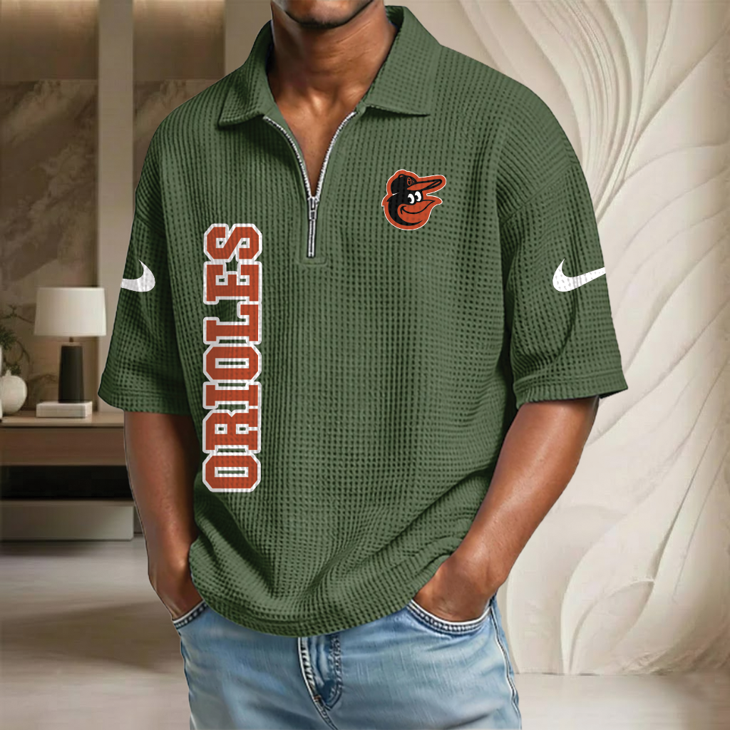 MLB x BAL Baseball Waffle Half-Zip Polo Shirt HLP HLPHUONG