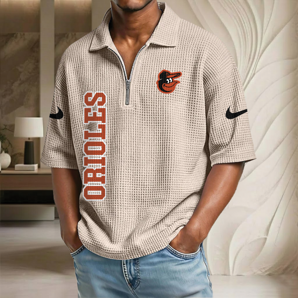 MLB x BAL Baseball Waffle Half-Zip Polo Shirt HLP HLPHUONG