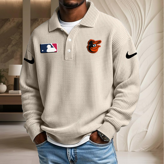 MLB x BAL Waffle Three Button Lapel Polo HLP HLPHUONG