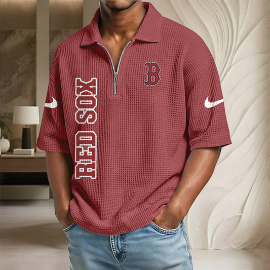 MLB x BOS Baseball Waffle Half-Zip Polo Shirt HLP HLPHUONG