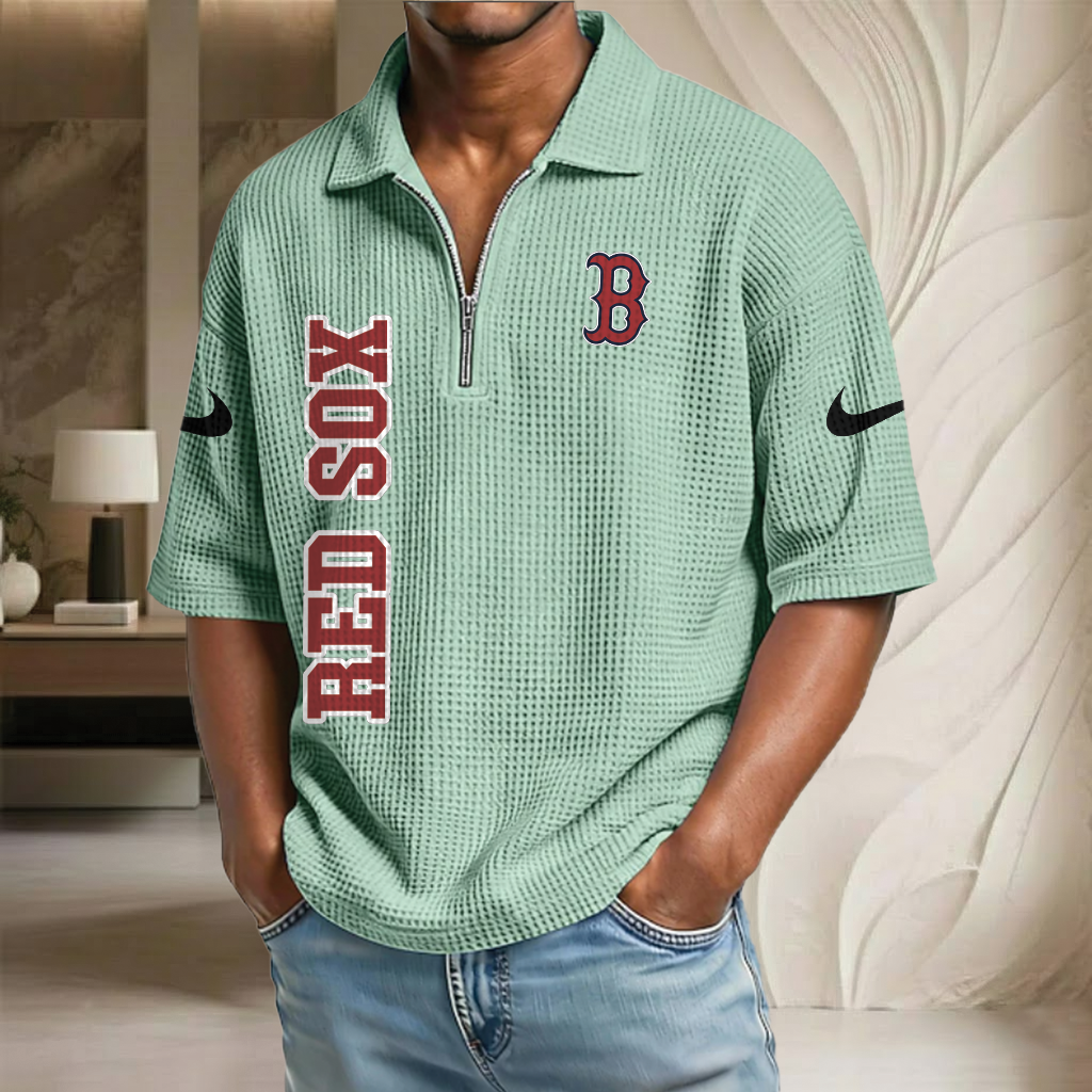 MLB x BOS Baseball Waffle Half-Zip Polo Shirt HLP HLPHUONG