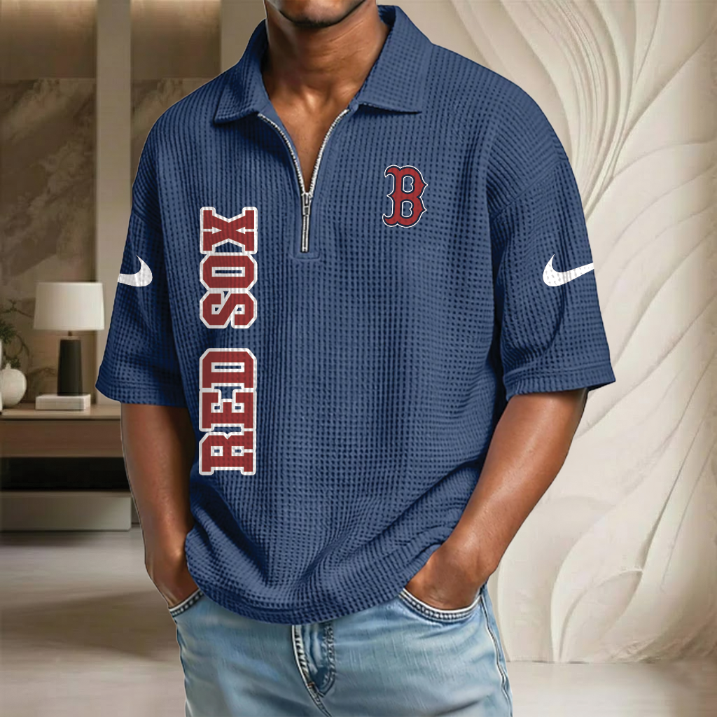 MLB x BOS Baseball Waffle Half-Zip Polo Shirt HLP HLPHUONG