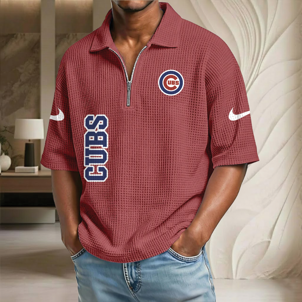 MLB x CHI Baseball Waffle Half-Zip Polo Shirt HLP HLPHUONG
