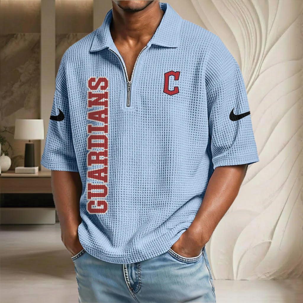 MLB x CLE Baseball Waffle Half-Zip Polo Shirt HLP HLPHUONG
