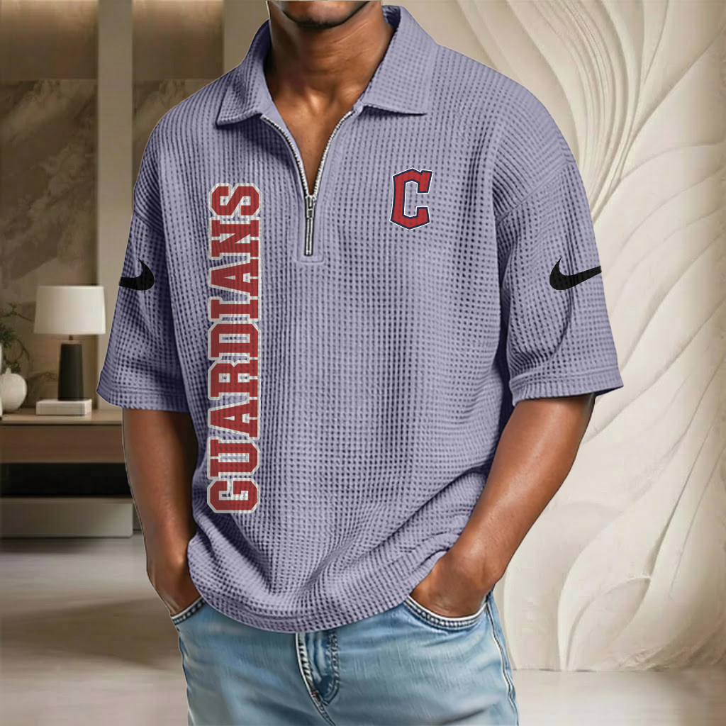 MLB x CLE Baseball Waffle Half-Zip Polo Shirt HLP HLPHUONG