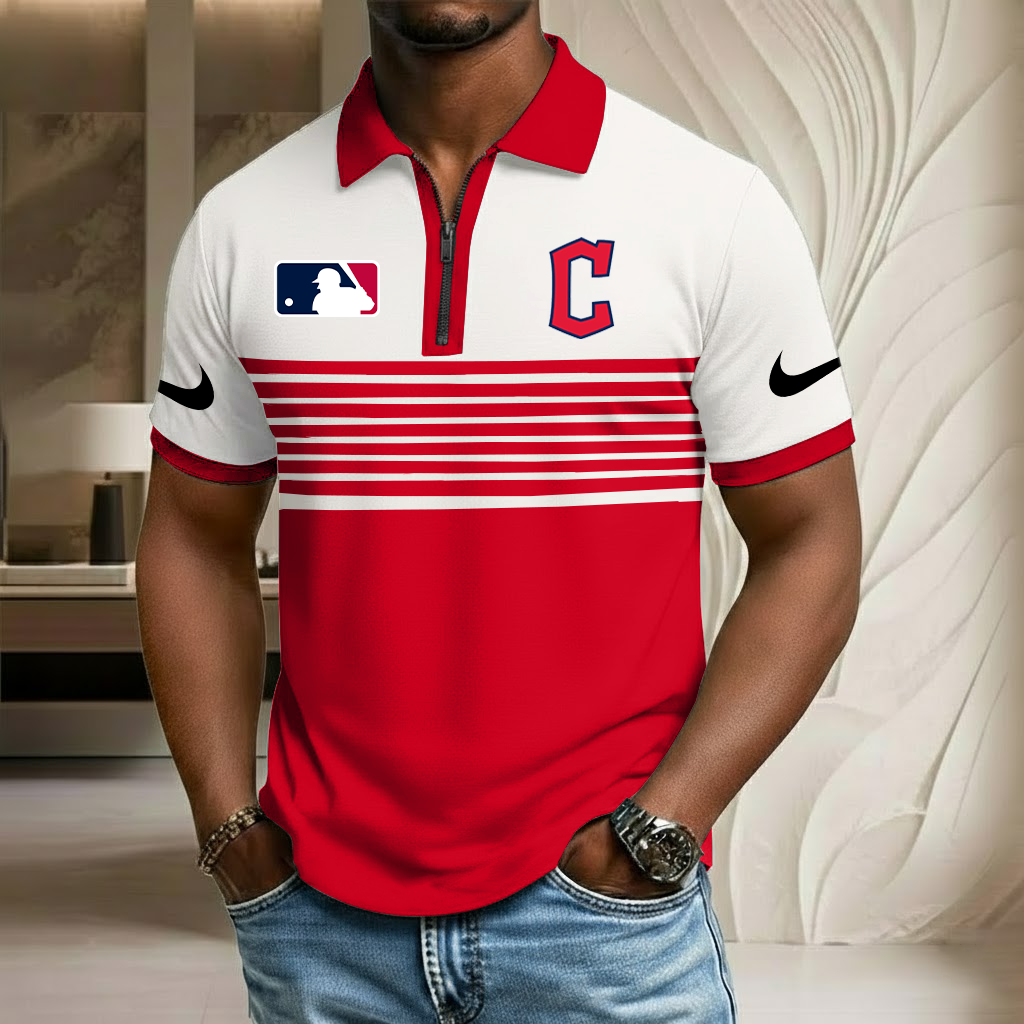 MLB x CLE Sport Zip Polo Golf Shirt HLP HLPHUONG