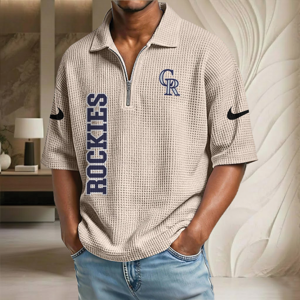 MLB x COL Baseball Waffle Half-Zip Polo Shirt HLP HLPHUONG