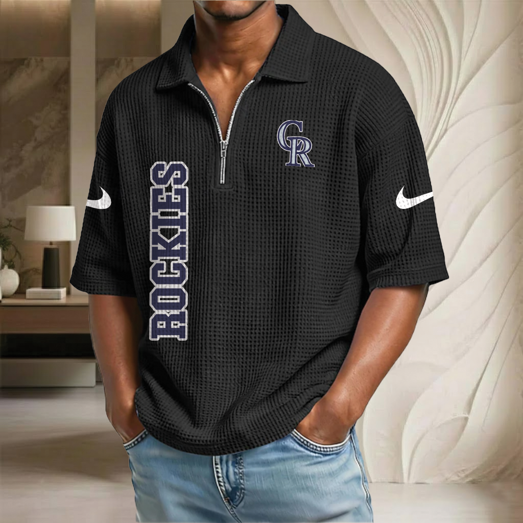 MLB x COL Baseball Waffle Half-Zip Polo Shirt HLP HLPHUONG