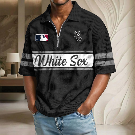 MLB x CWS Baseball Waffle Half-Zip Polo Shirt HLP HLPHUONG