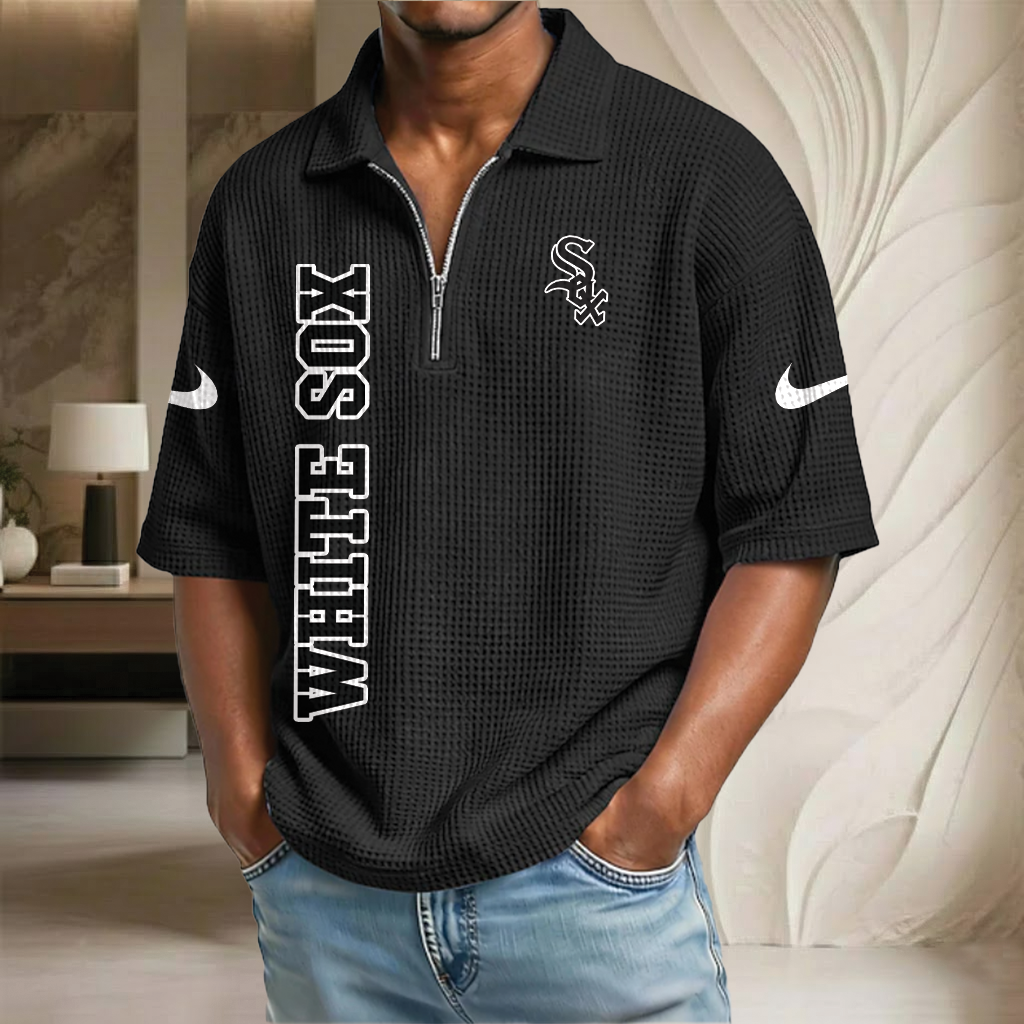 MLB x CWS Baseball Waffle Half-Zip Polo Shirt HLP HLPHUONG