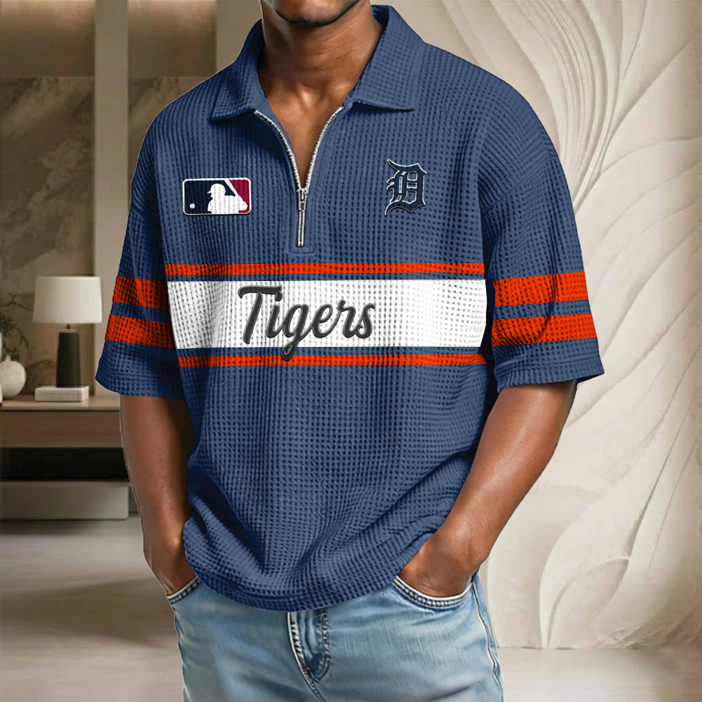 MLB x DET Baseball Waffle Half-Zip Polo Shirt HLP HLPHUONG