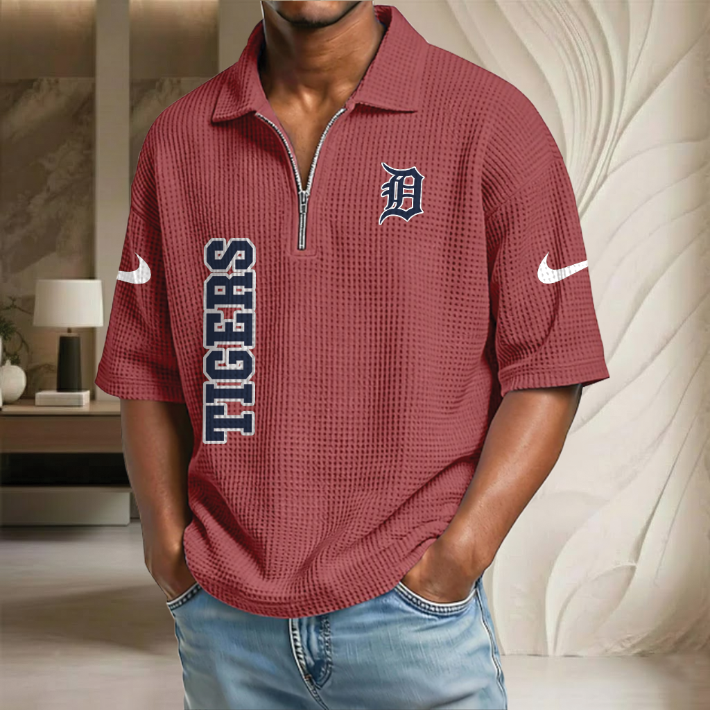 MLB x DET Baseball Waffle Half-Zip Polo Shirt HLP HLPHUONG