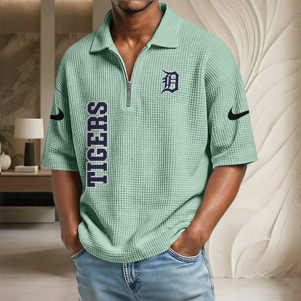 MLB x DET Baseball Waffle Half-Zip Polo Shirt HLP HLPHUONG