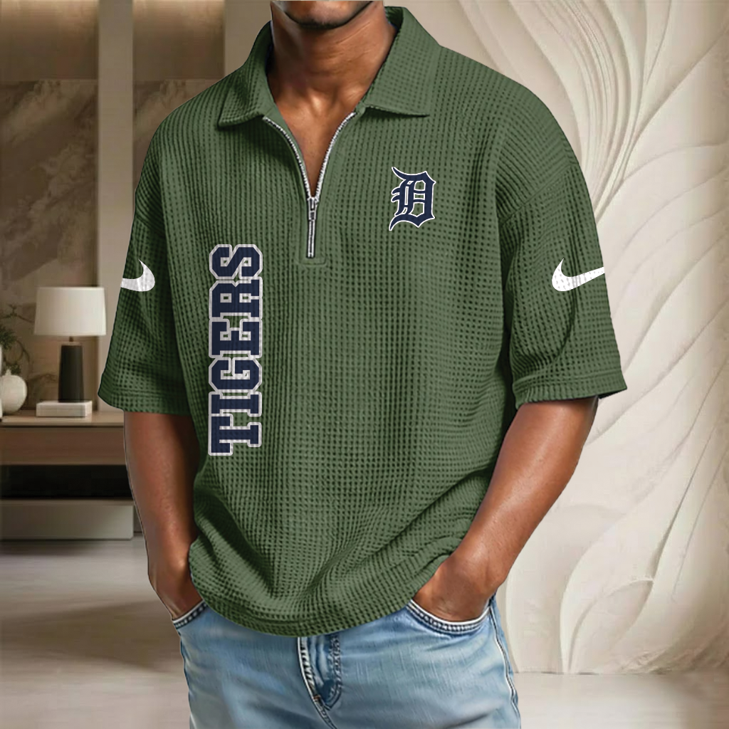 MLB x DET Baseball Waffle Half-Zip Polo Shirt HLP HLPHUONG