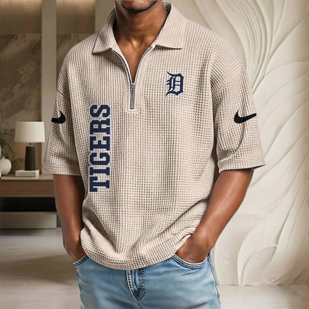 MLB x DET Baseball Waffle Half-Zip Polo Shirt HLP HLPHUONG