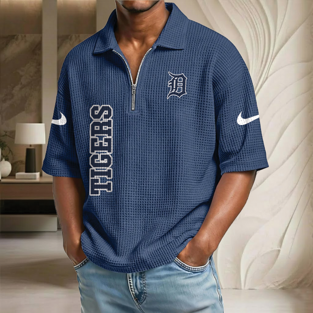MLB x DET Baseball Waffle Half-Zip Polo Shirt HLP HLPHUONG