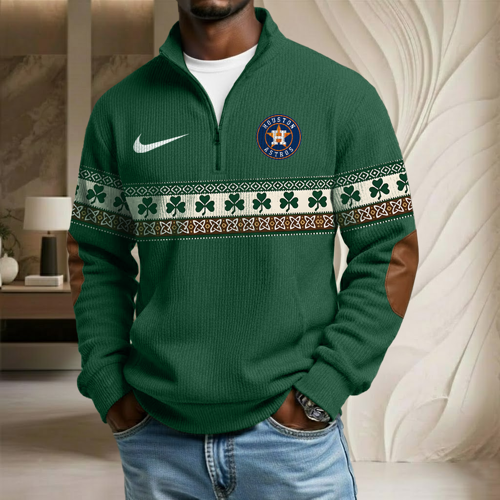 MLB x HOU Lucky St Patrick Day Stand Collar Half-zip Sweatshirt HLP HLPHUONG
