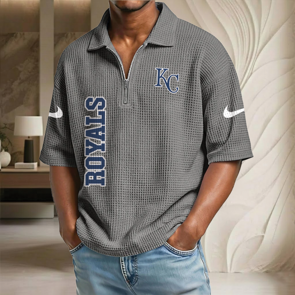 MLB x KC Baseball Waffle Half-Zip Polo Shirt HLP HLPHUONG