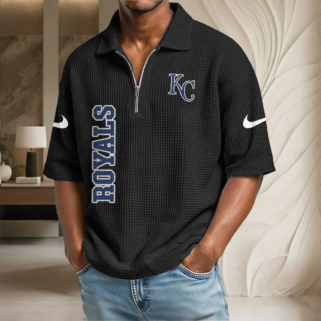 MLB x KC Baseball Waffle Half-Zip Polo Shirt HLP HLPHUONG