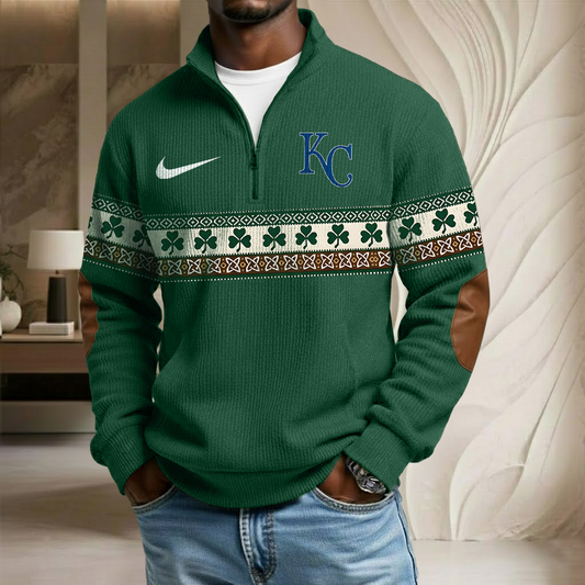MLB x KC Lucky St Patrick Day Stand Collar Half-zip Sweatshirt HLP HLPHUONG