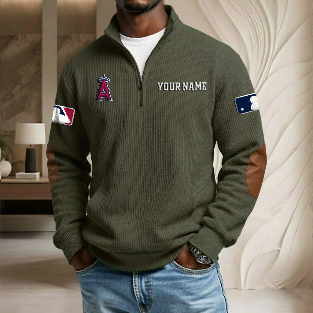 MLB x LAA Custom Name Stand Collar Half-zip Sweatshirt HLP HLPHUONG