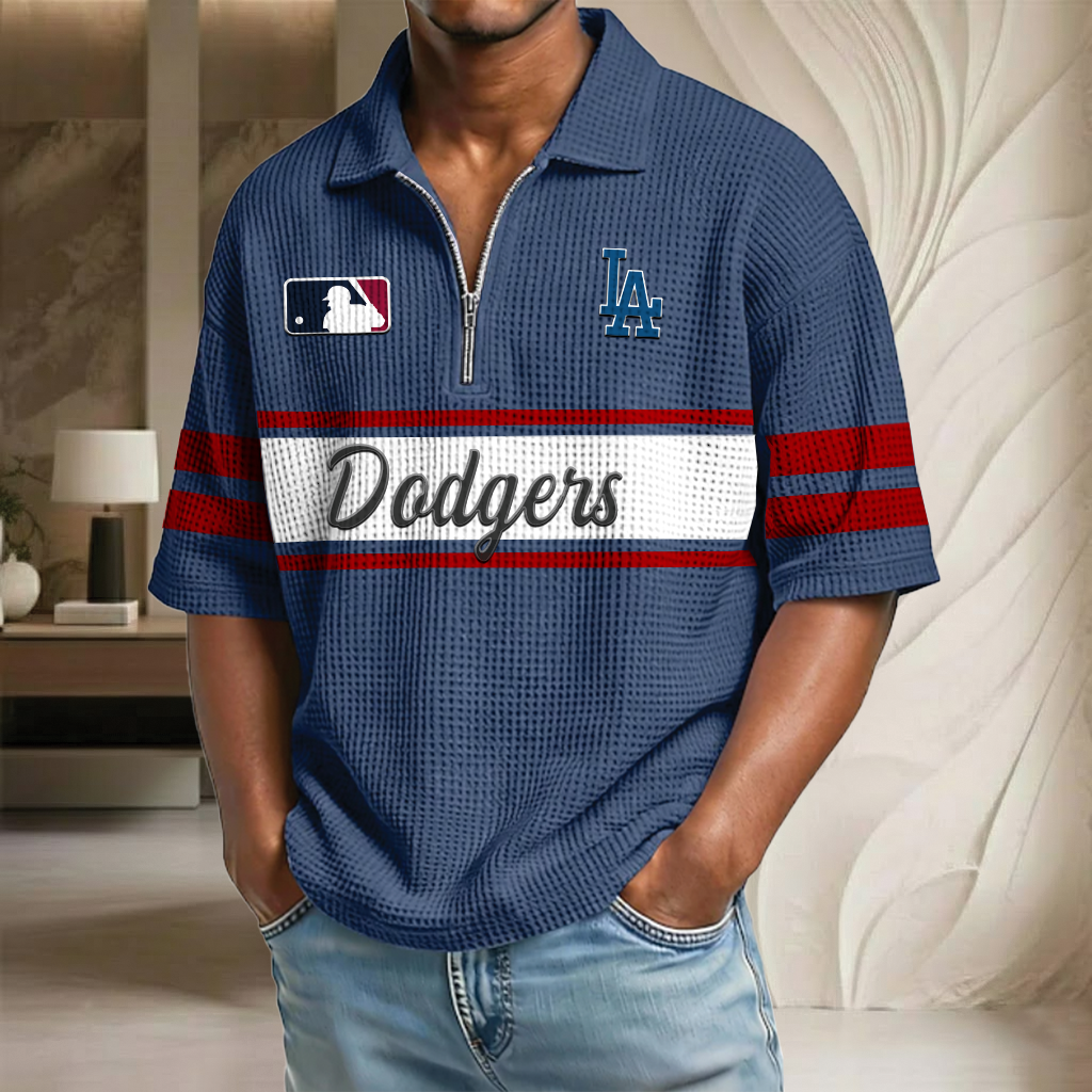 MLB x LAD Baseball Waffle Half-Zip Polo Shirt HLP HLPHUONG