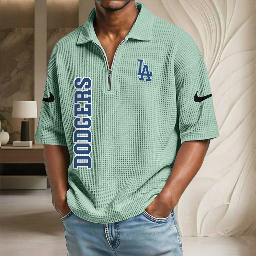 MLB x LAD Baseball Waffle Half-Zip Polo Shirt HLP HLPHUONG