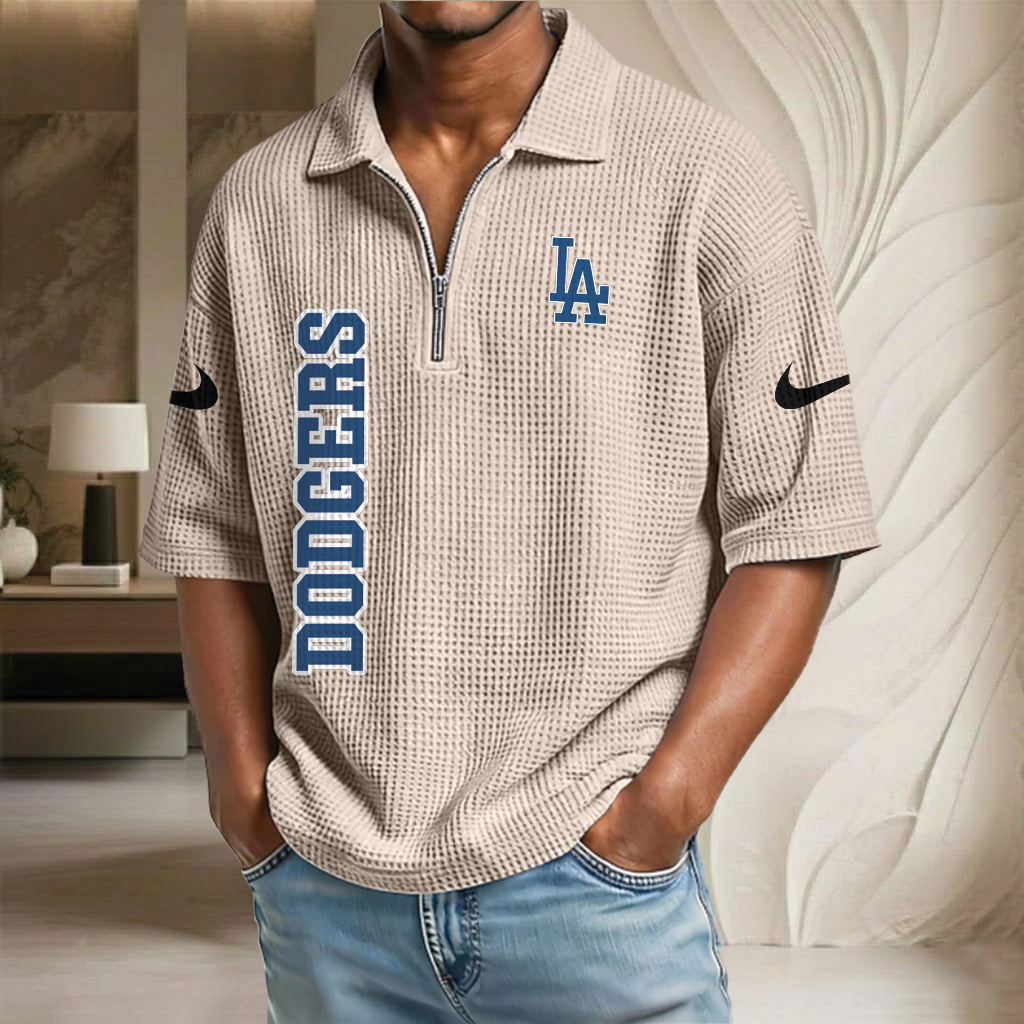 MLB x LAD Baseball Waffle Half-Zip Polo Shirt HLP HLPHUONG