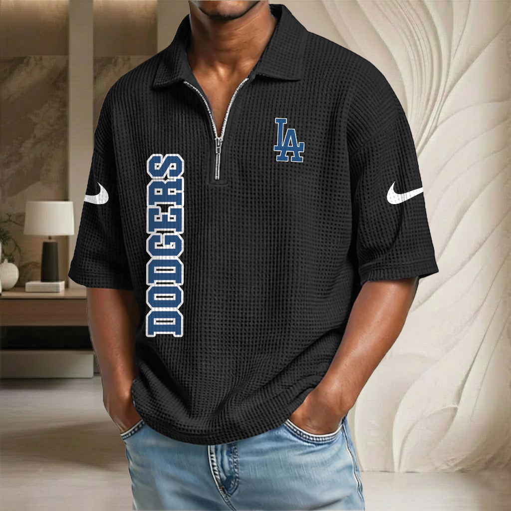 MLB x LAD Baseball Waffle Half-Zip Polo Shirt HLP HLPHUONG
