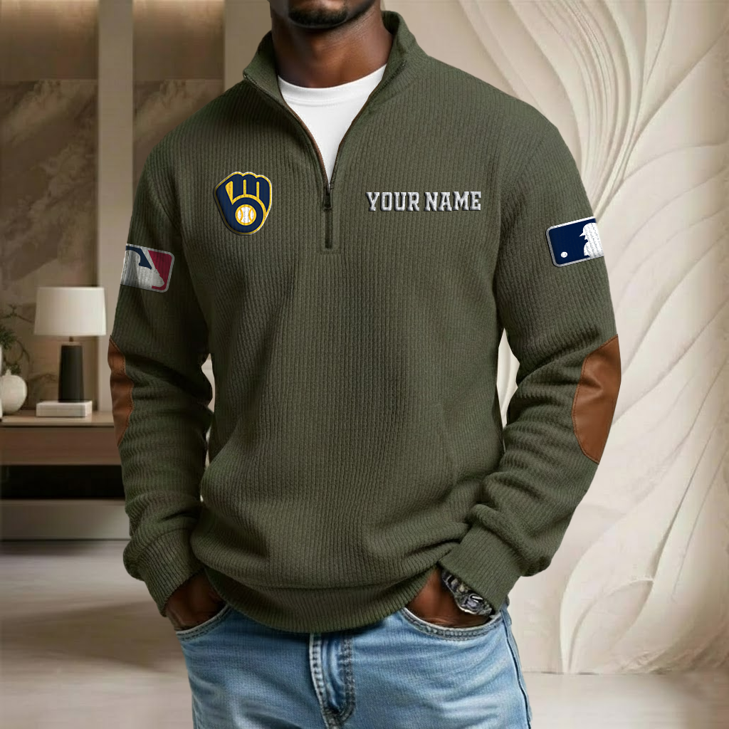 MLB x MB Custom Name Stand Collar Half-zip Sweatshirt HLP HLPHUONG