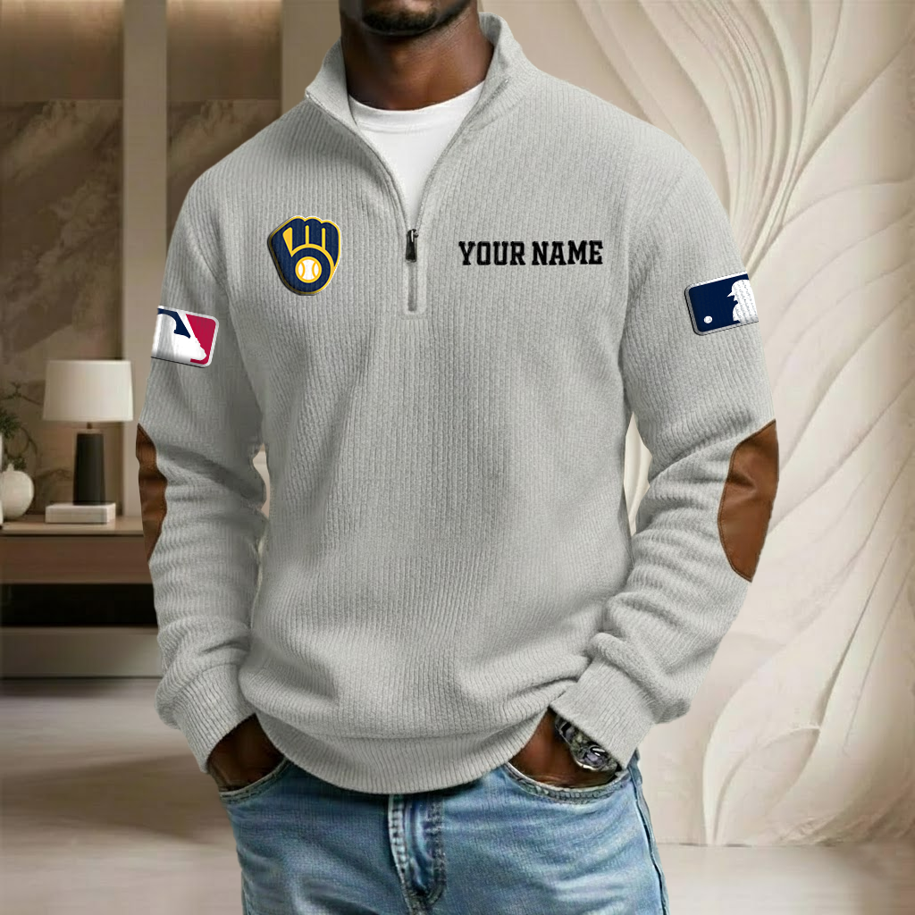 MLB x MB Custom Name Stand Collar Half-zip Sweatshirt HLP HLPHUONG