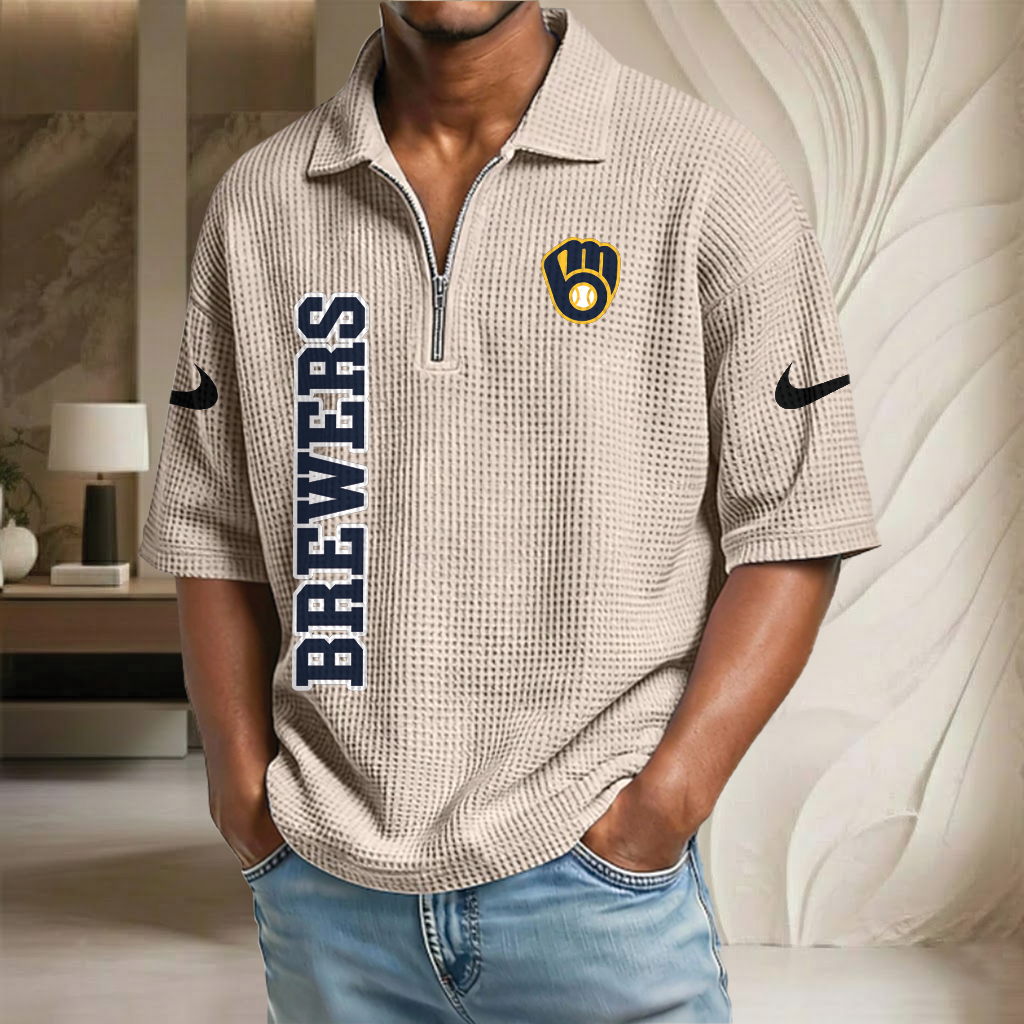 MLB x MIL Baseball Waffle Half-Zip Polo Shirt HLP HLPHUONG