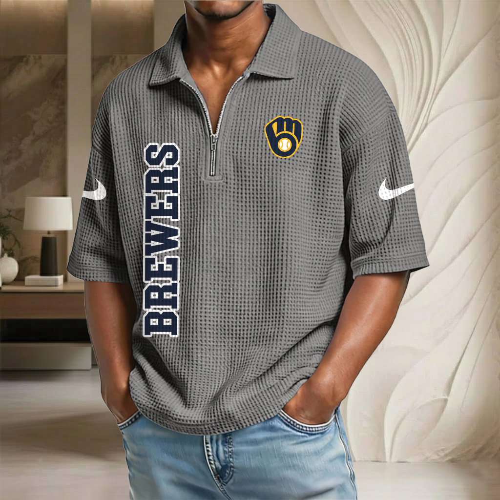 MLB x MIL Baseball Waffle Half-Zip Polo Shirt HLP HLPHUONG