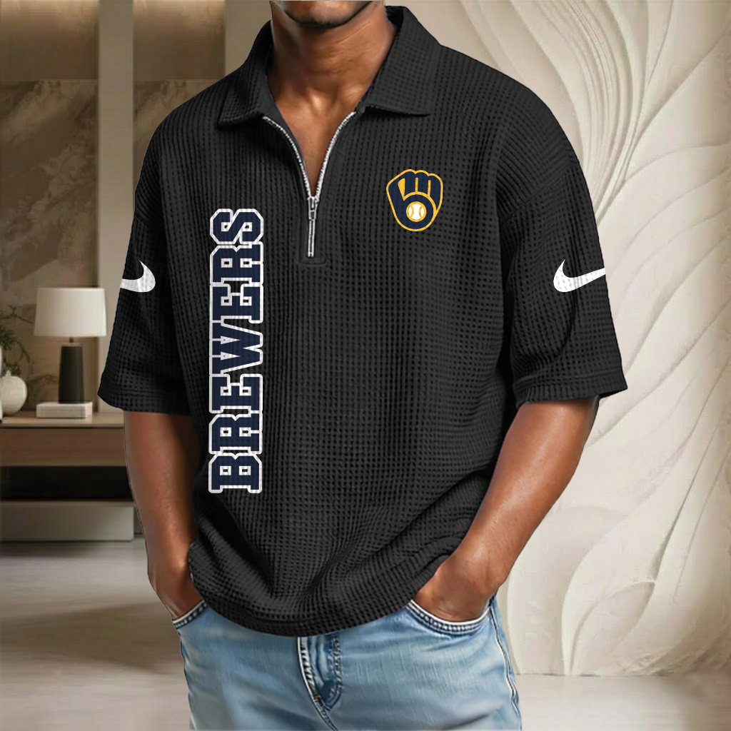 MLB x MIL Baseball Waffle Half-Zip Polo Shirt HLP HLPHUONG