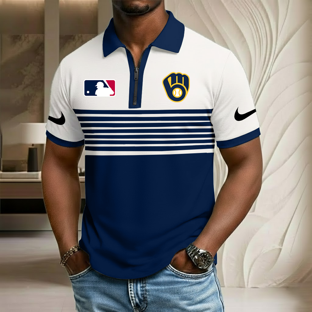 MLB x MIL Sport Zip Polo Golf Shirt HLP HLPHUONG