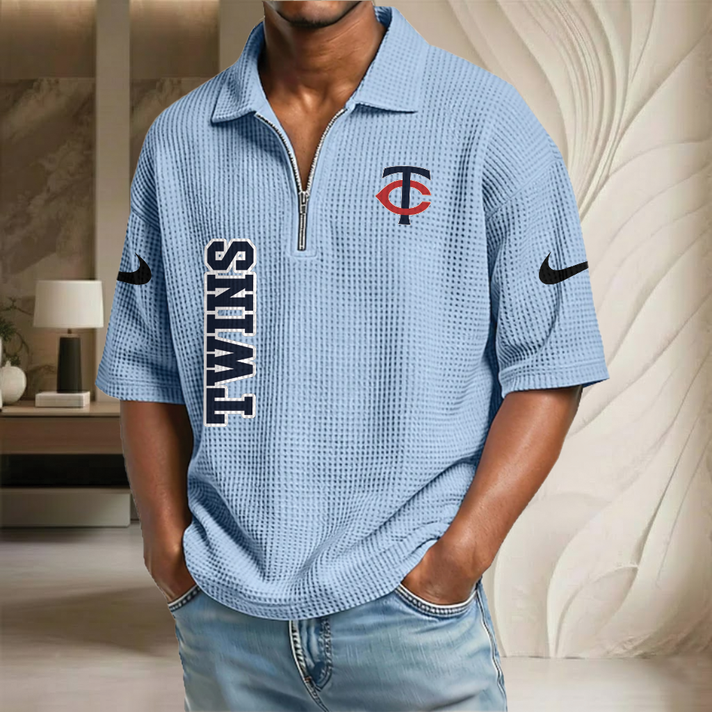 MLB x MIN Baseball Waffle Half-Zip Polo Shirt HLP HLPHUONG