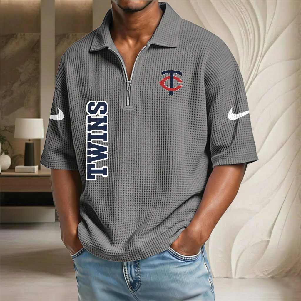 MLB x MIN Baseball Waffle Half-Zip Polo Shirt HLP HLPHUONG