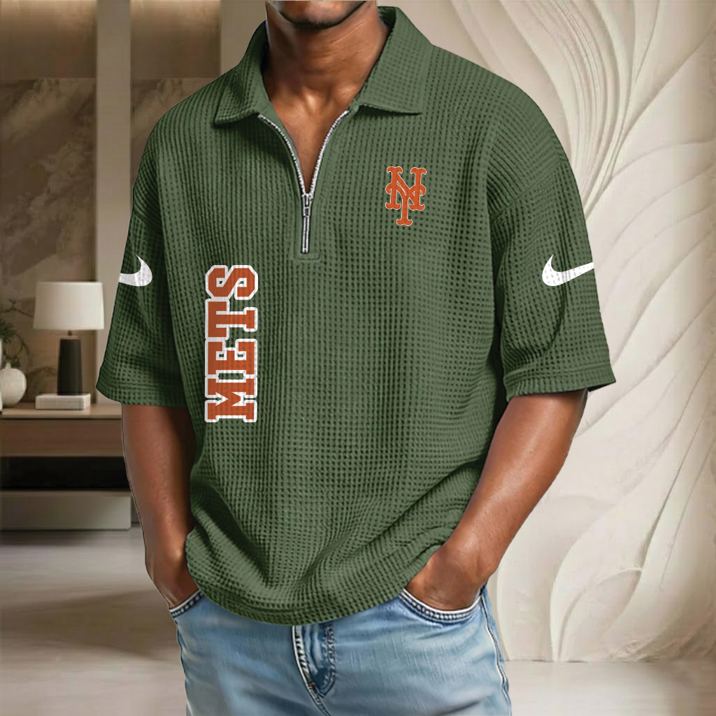 MLB x NYM Baseball Waffle Half-Zip Polo Shirt HLP HLPHUONG