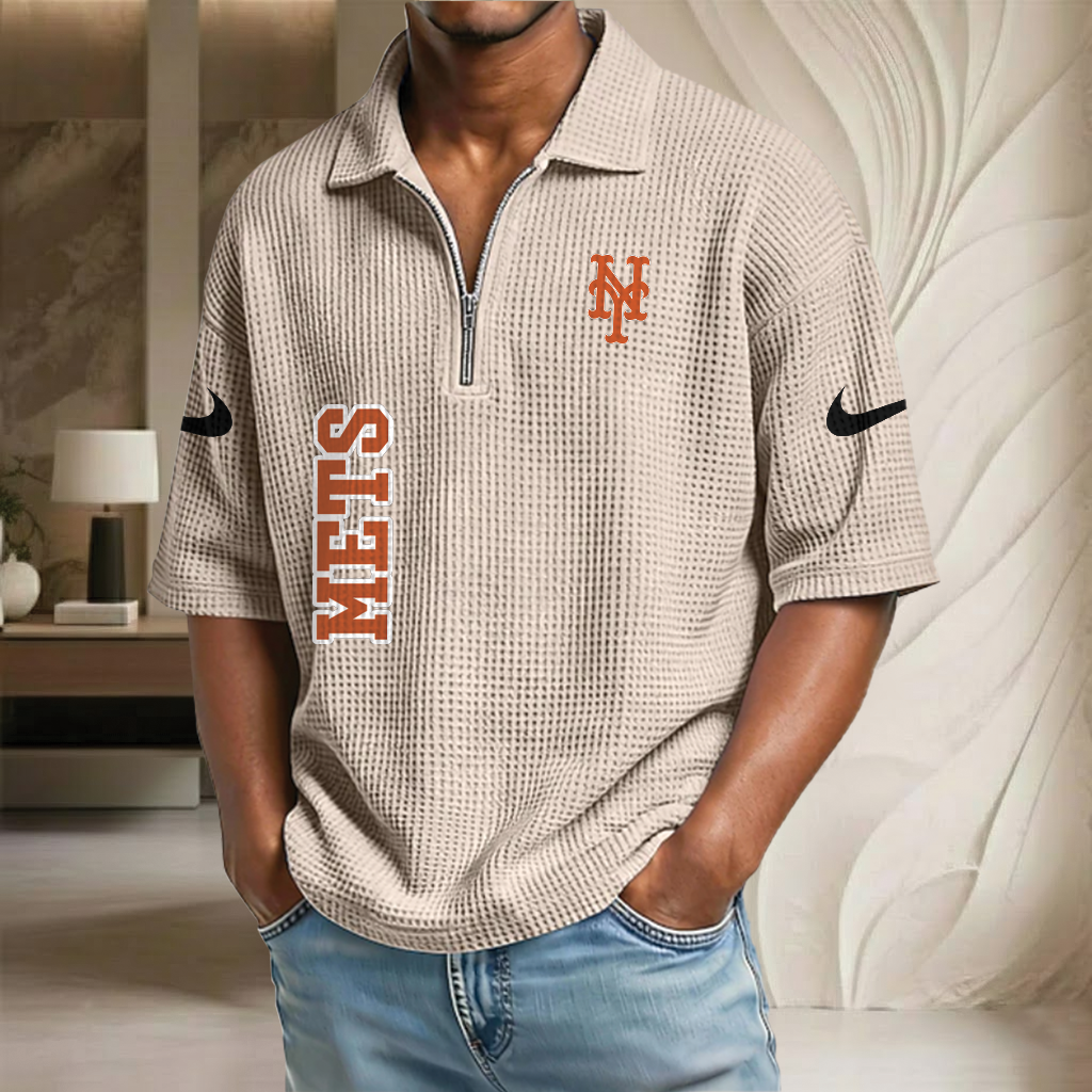 MLB x NYM Baseball Waffle Half-Zip Polo Shirt HLP HLPHUONG
