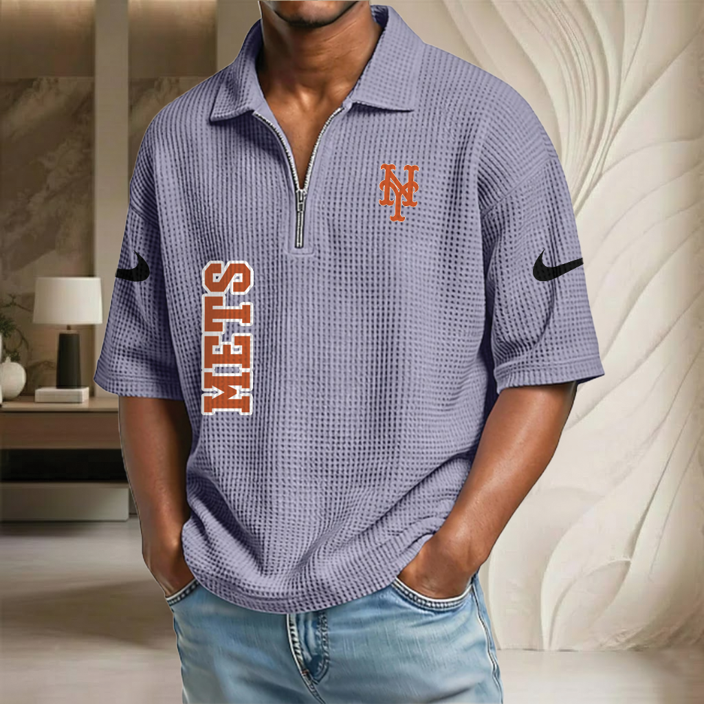 MLB x NYM Baseball Waffle Half-Zip Polo Shirt HLP HLPHUONG
