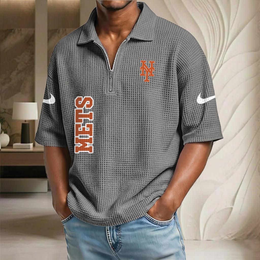 MLB x NYM Baseball Waffle Half-Zip Polo Shirt HLP HLPHUONG