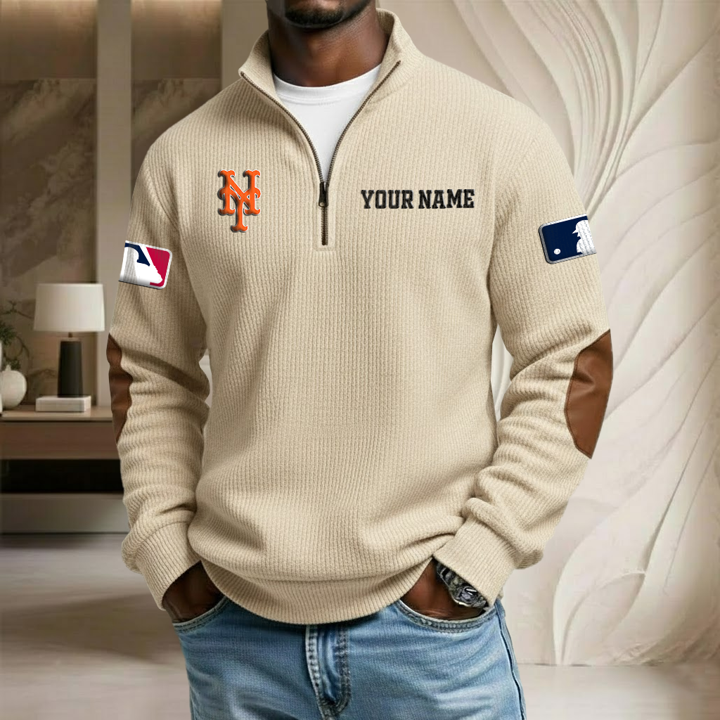 MLB x NYM Custom Name Stand Collar Half-zip Sweatshirt HLP HLPHUONG