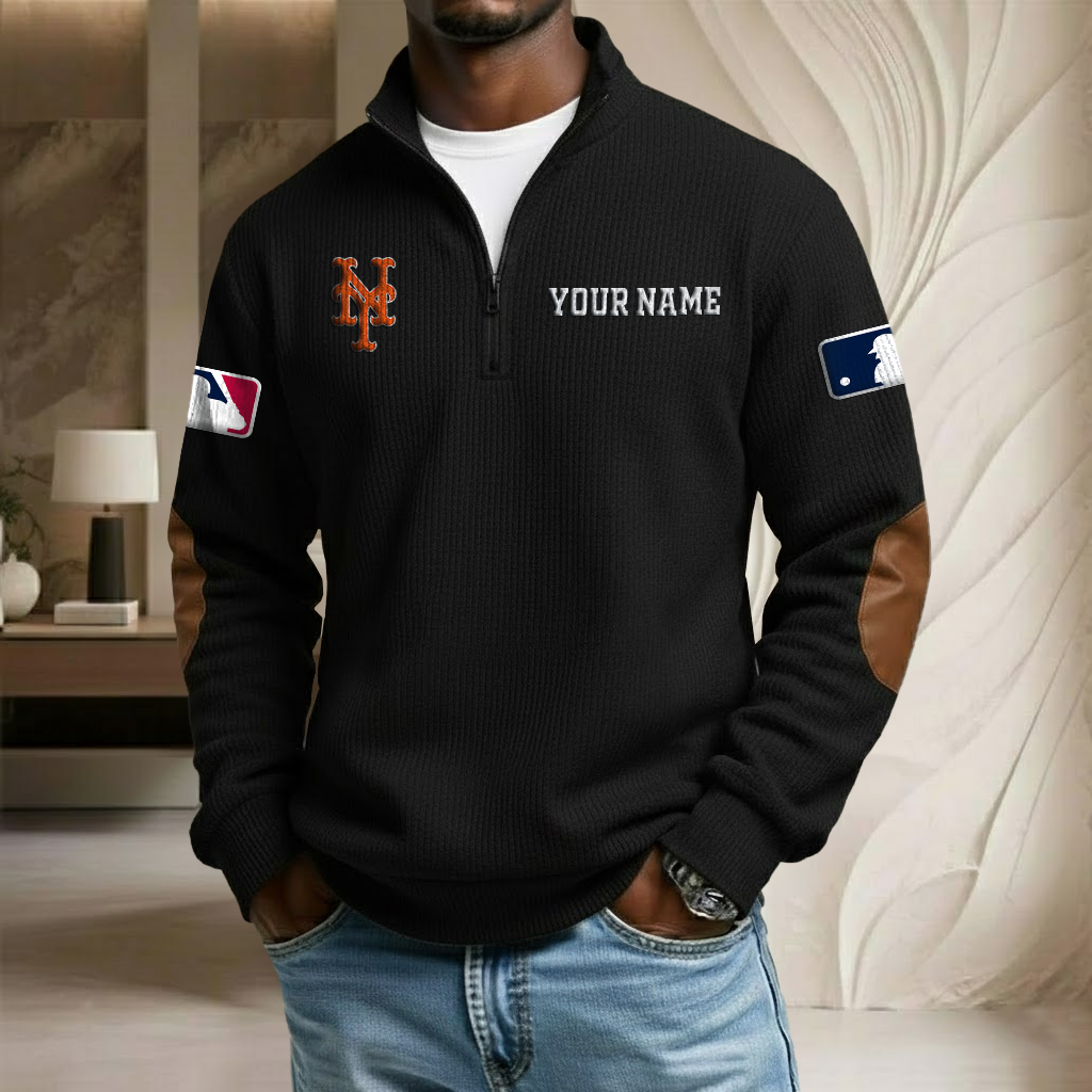 MLB x NYM Custom Name Stand Collar Half-zip Sweatshirt HLP HLPHUONG