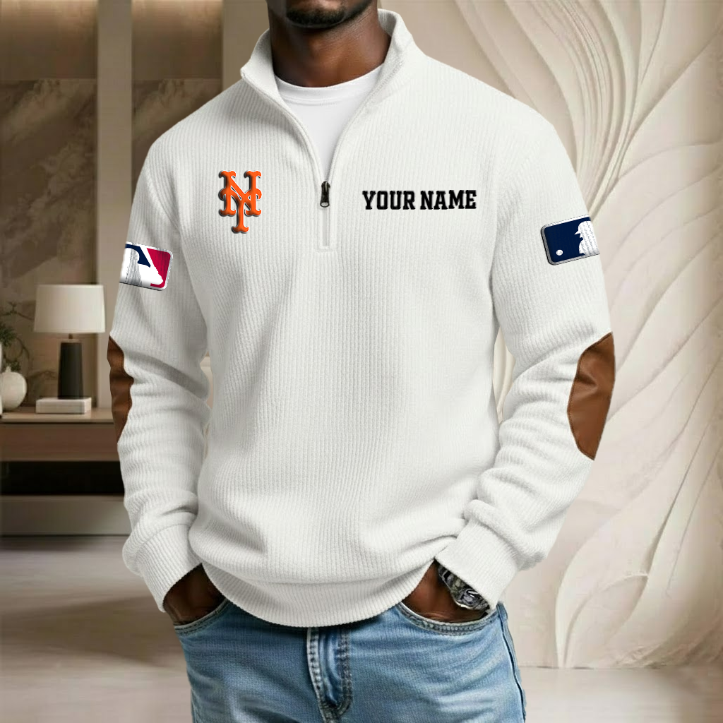 MLB x NYM Custom Name Stand Collar Half-zip Sweatshirt HLP HLPHUONG