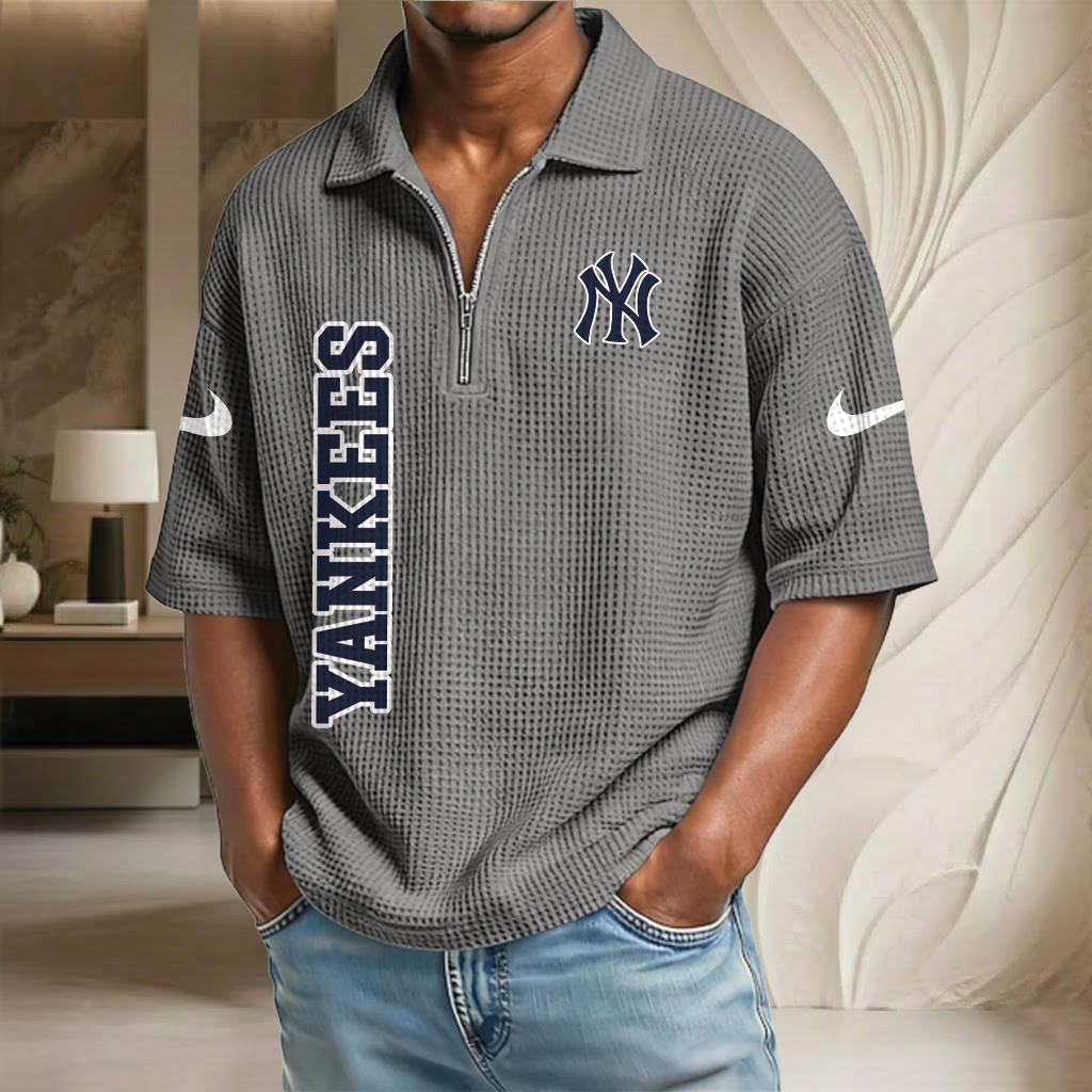 MLB x NYY Baseball Waffle Half-Zip Polo Shirt HLP HLPHUONG