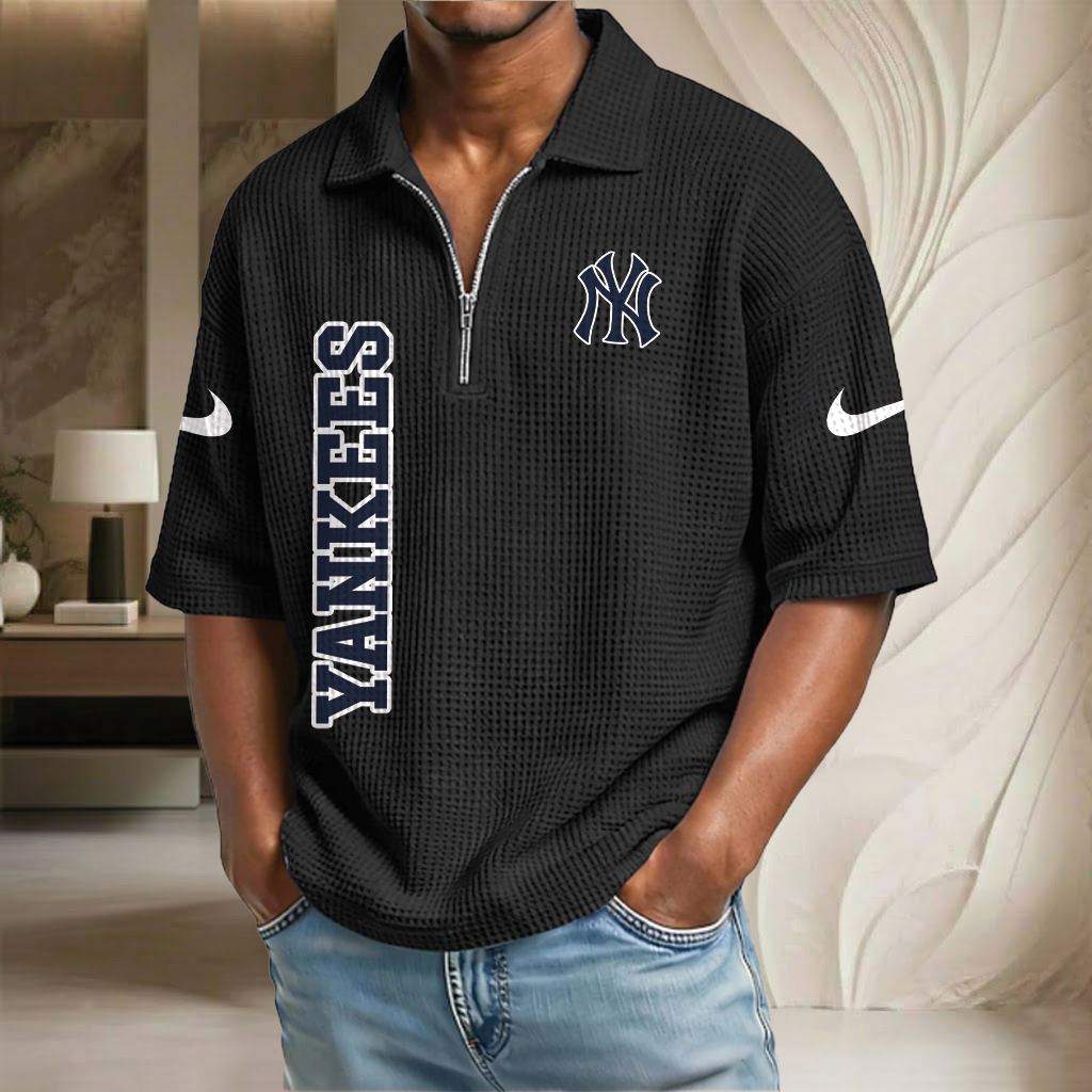 MLB x NYY Baseball Waffle Half-Zip Polo Shirt HLP HLPHUONG
