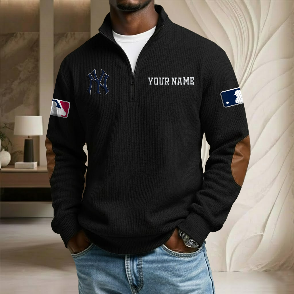 MLB x NYY Custom Name Stand Collar Half-zip Sweatshirt HLP HLPHUONG