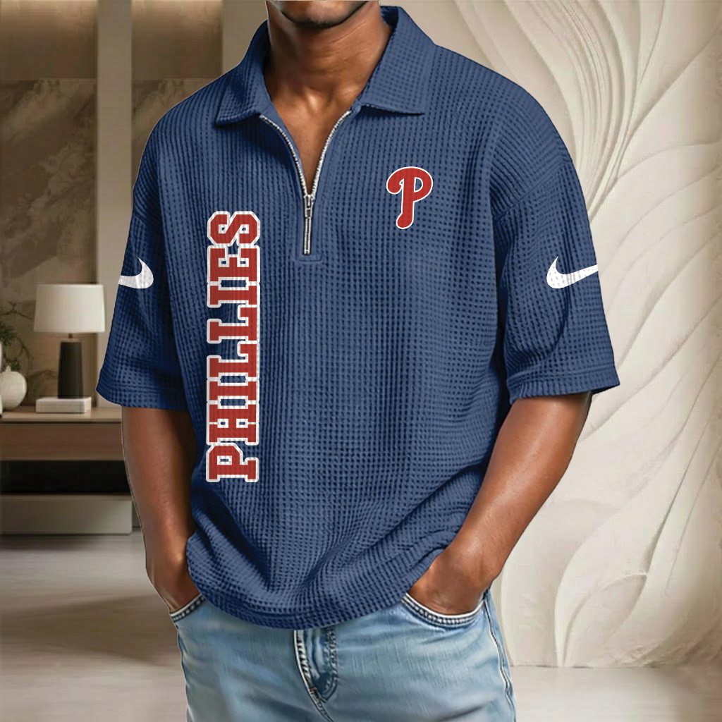 MLB x PHI Baseball Waffle Half-Zip Polo Shirt HLP HLPHUONG
