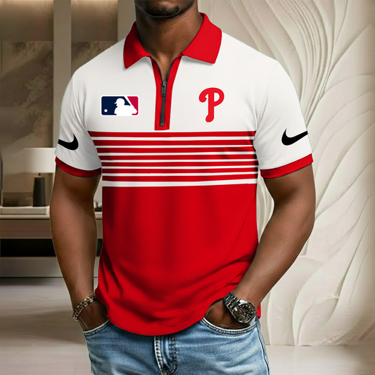 MLB x PHI Sport Zip Polo Golf Shirt HLP HLPHUONG
